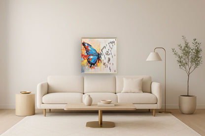 Vivid Gathering Flight - 35" x 35" Framed Wall Art - Beige