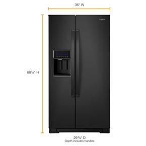 36" Wide Counter Depth Side-By-Side Refrigerator, 21 Cubic Feet - Black