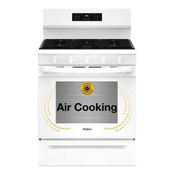 30" Gas Range With Air Cooking Technology, No Preheat Air Fry And Air Baking And Self Clean - White
