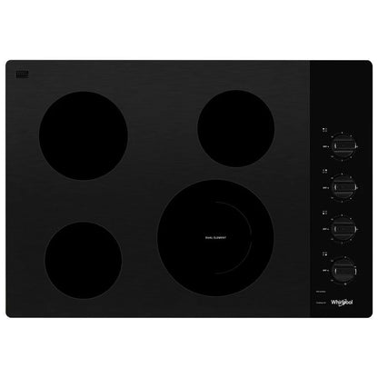 30" Electric Ceramic Glass Cooktop With Dual Radiant Element - Black