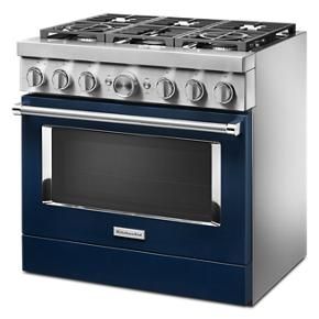 KitchenAid 36'' Smart Commercial-Style Dual Fuel Range With 6 Burners - Ink Blue