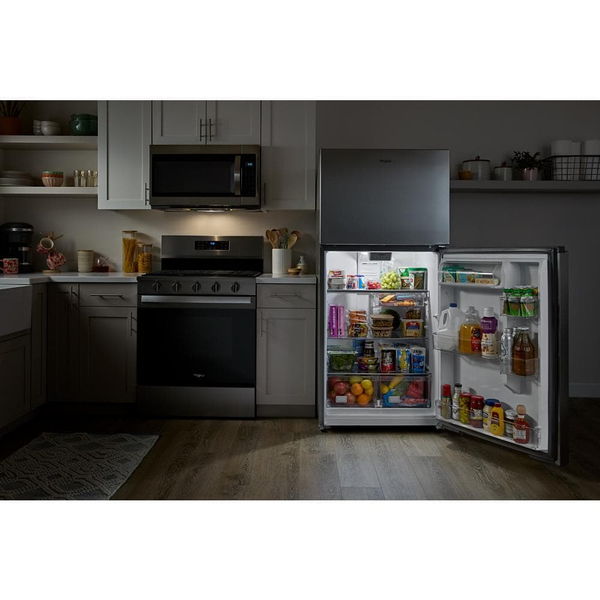 Whirlpool 30" Wide Top Freezer Refrigerator With Total Coverage Cooling, 19 Cu. Ft. - Fingerprint Resistant Stainless Steel