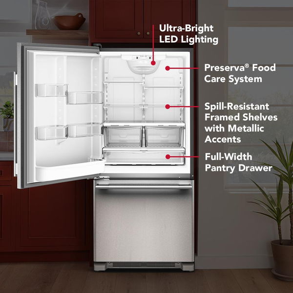 19 Cu. Ft. 30" Standard-Depth Bottom Mount Refrigerator With Left Door Swing