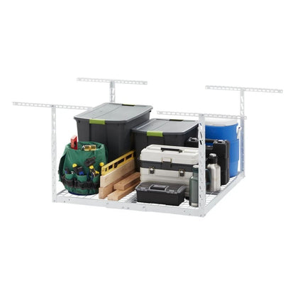 Overhead Gearloft Storage Rack 4X4 Feet - Hammered White