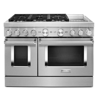 48'' Smart Commercial-Style Dual Fuel Range With Griddle - Stainless Steel