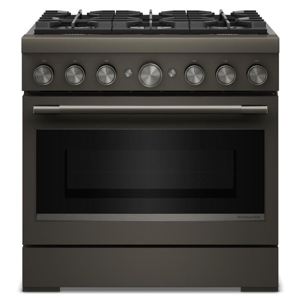 36" 6 Burner Commercial-Style Dual Fuel Range With No Preheat Air Fry Mode - Black Ore