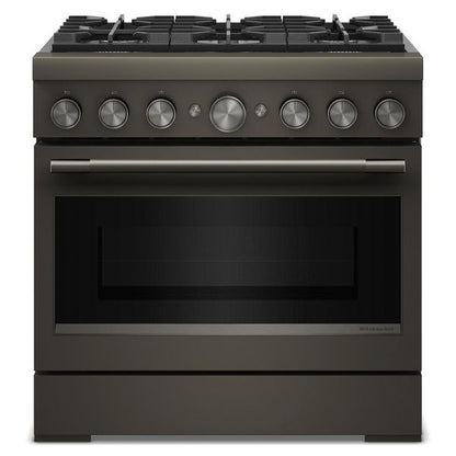 36" 6 Burner Commercial-Style Dual Fuel Range With No Preheat Air Fry Mode - Black Ore