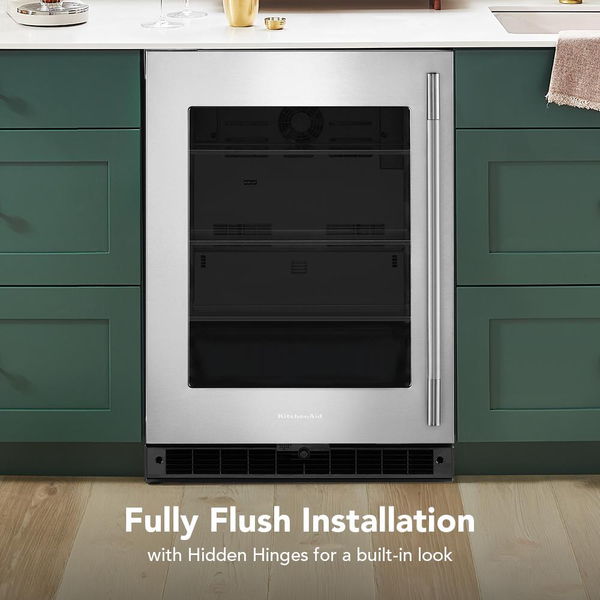 24" Undercounter Refrigerator With Glass Door, Backlit Touch Controls