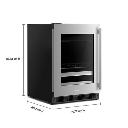 24" Beverage Center With Glass Door And Metal-Front Racks, Backlit Touch Controls
