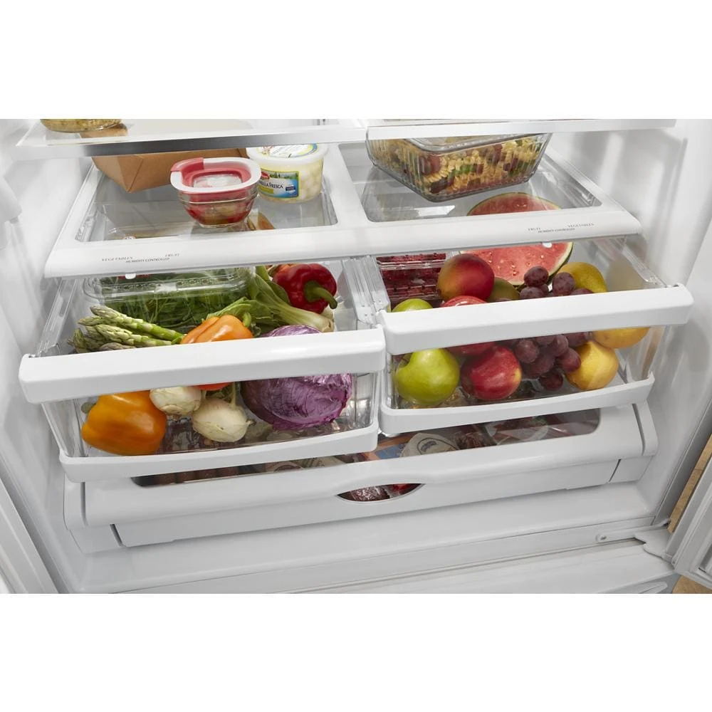 33" Wide French Door Refrigerator, 22 Cubic Feet - Black Stainless