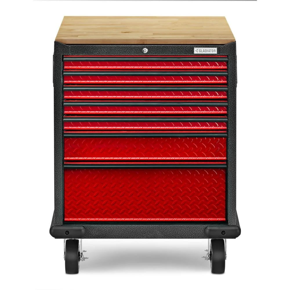 Premier Pre-Assembled 7 Drawer Modular Tool Storage Cabinet - Red Tread