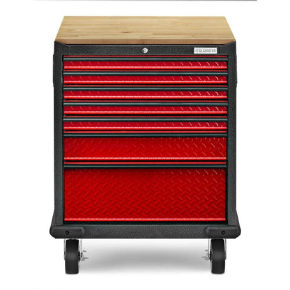 Premier Pre-Assembled 7 Drawer Modular Tool Storage Cabinet - Red Tread
