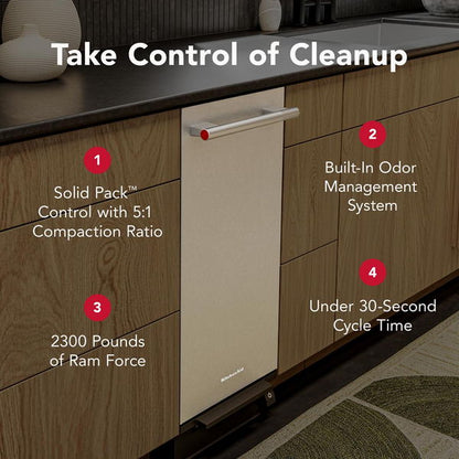 KitchenAid 15" Built-In Trash Compactor With Built-In Odor Management System - Stainless Steel Finish