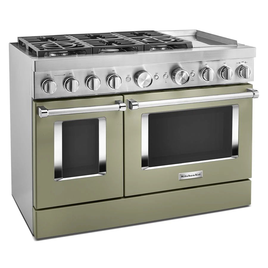 48'' Smart Commercial-Style Dual Fuel Range With Griddle - Avocado Cream