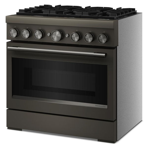 36" 6 Burner Commercial-Style Dual Fuel Range With No Preheat Air Fry Mode - Black Ore