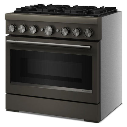 36" 6 Burner Commercial-Style Dual Fuel Range With No Preheat Air Fry Mode - Black Ore
