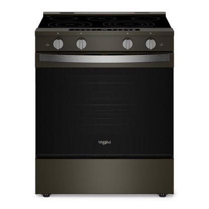 30" Smart Slide In Electric Range With Air Cooking Technology, No Preheat Air Fry, Wipeclean Coating, Steam/Self Clean And High Speed Preheat - Black Stainless