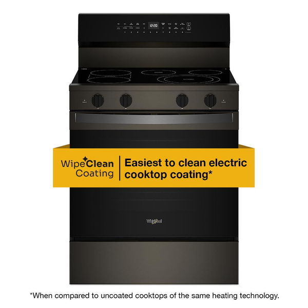30" Electric Smart Range With Air Cooking Technology, No Preheat Air Fry, High Speed Preheat Oven, Wipeclean Coating, And Steam/Self Clean - Black Stainless