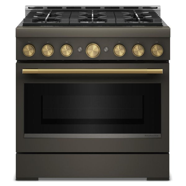 KitchenAid 36" 6 Burner Commercial-Style Gas Range With No Preheat Air Fry Mode - Black Ore