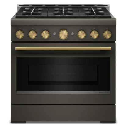 KitchenAid 36" 6 Burner Commercial-Style Gas Range With No Preheat Air Fry Mode - Black Ore
