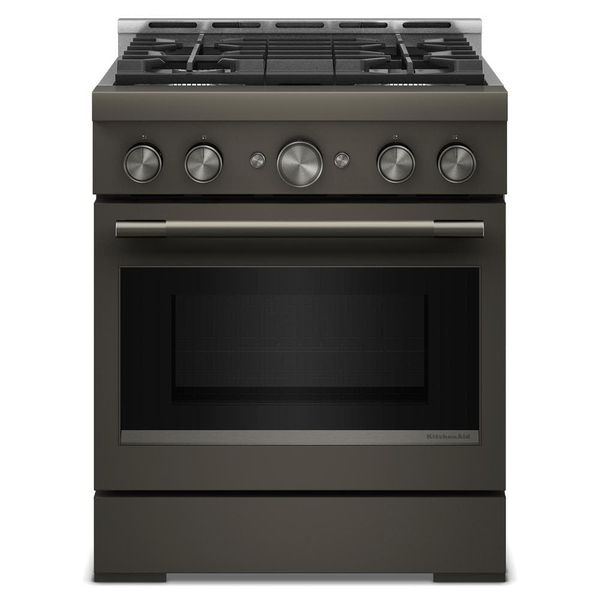 KitchenAid 30" 4 Burner Commercial-Style Gas Range With No Preheat Air Fry Mode - Black Ore