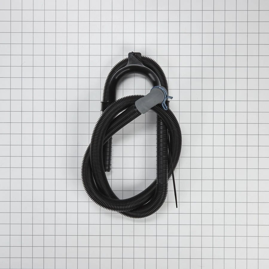 6' Black Flexible Washer Drain Hose With Elbow Bracket, 1" Inner Diameter Gray 90-Degree Coupler & Metal Clamp - 1 Pack - Black