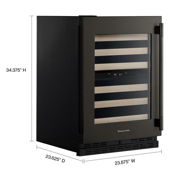 24" Undercounter Wine Cellar With Full-Extension Wood-Front Racks - Black Ore