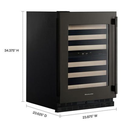 24" Undercounter Wine Cellar With Full-Extension Wood-Front Racks - Black Ore