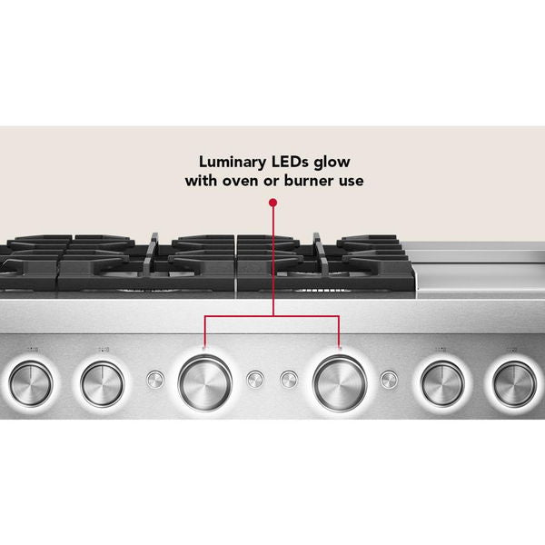 48" 6 Burner Commercial-Style Dual Fuel Range With Griddle - Scorched Orange