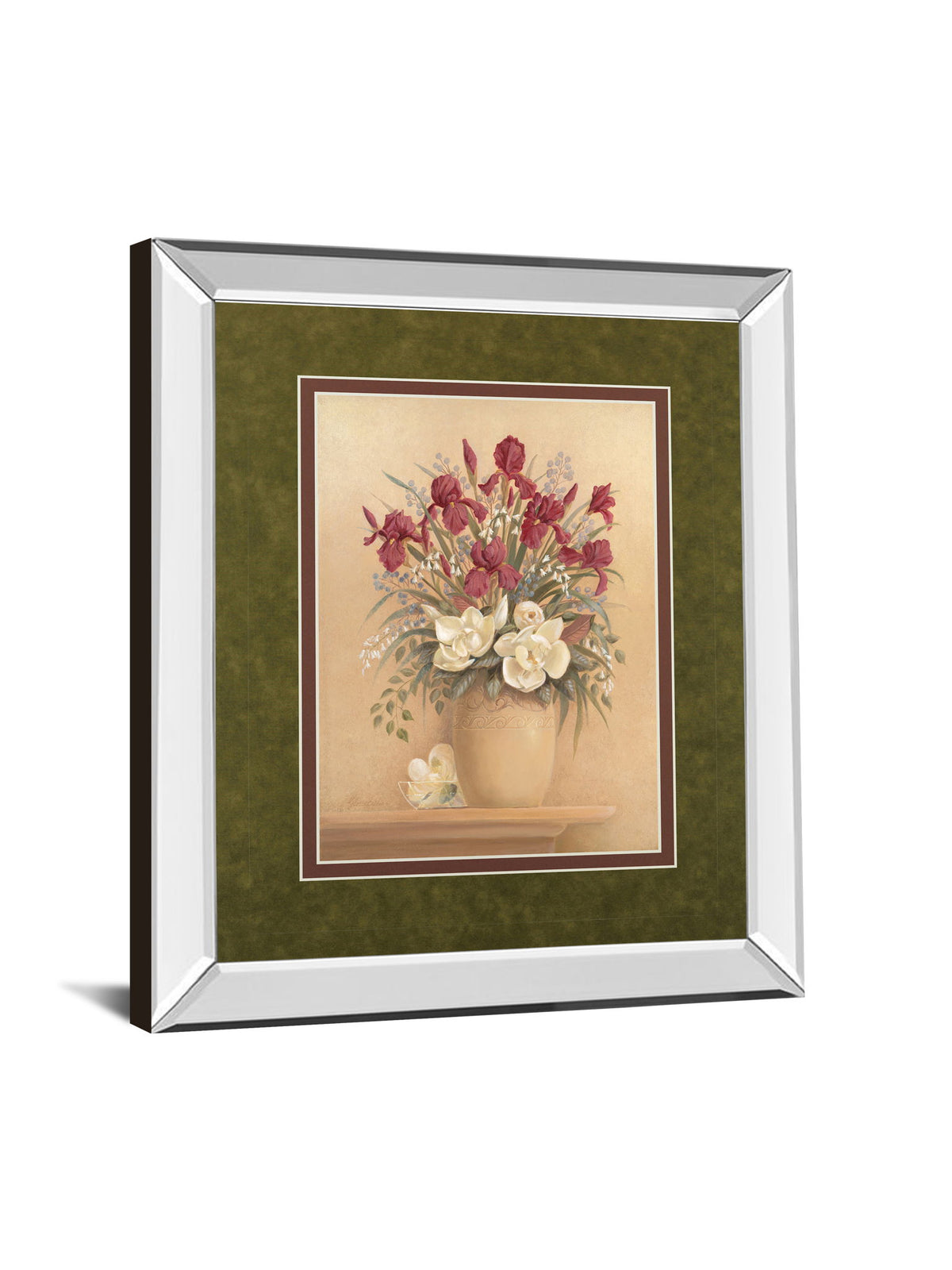 Classic Petal I By Gloria Eriksen - Mirror Framed Print Wall Art - Beige