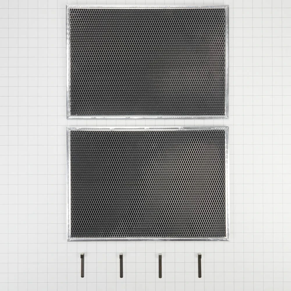 36" Range Hood Charcoal Filter Kit, (Includes Two 16 1/2" X 11 1/2" Charcoal Filters And Four Clips) - Silver