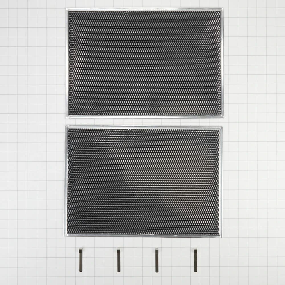 36" Range Hood Charcoal Filter Kit, (Includes Two 16 1/2" X 11 1/2" Charcoal Filters And Four Clips) - Silver