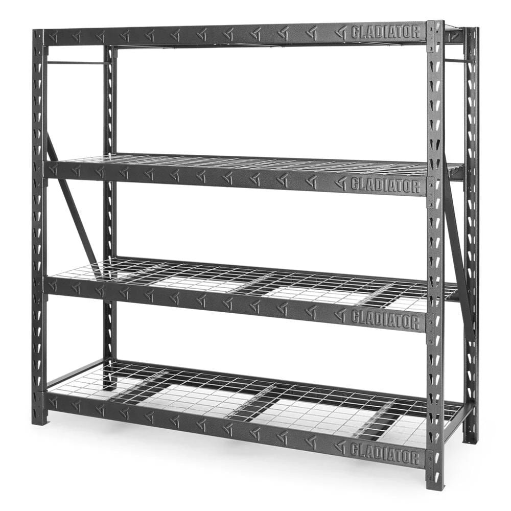 77" Wide Heavy Duty Rack With Four 24" Deep Shelves