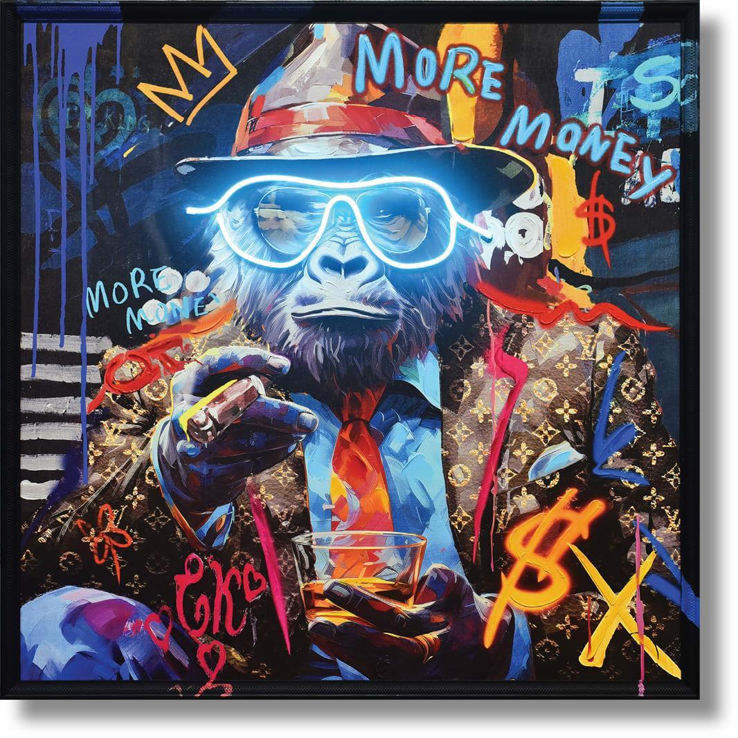 Neon King Simian - 33" x 33" Framed Wall Art