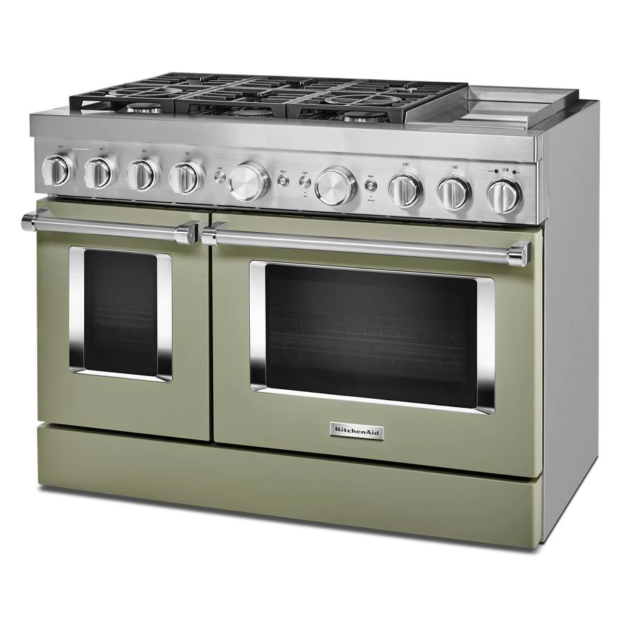 48'' Smart Commercial-Style Dual Fuel Range With Griddle - Avocado Cream