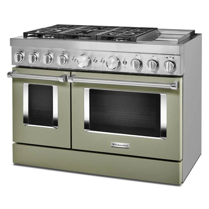 48'' Smart Commercial-Style Dual Fuel Range With Griddle - Avocado Cream