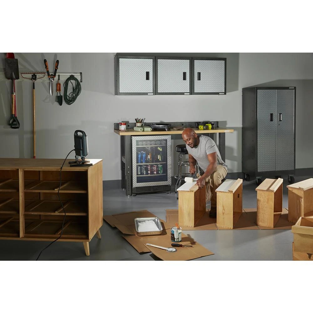 8' Adjustable Height Hardwood Workbench - Hammered Granite