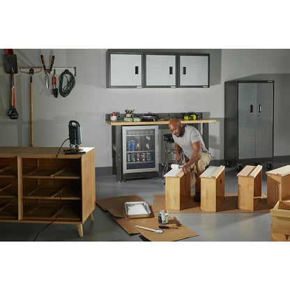 8' Adjustable Height Hardwood Workbench - Hammered Granite