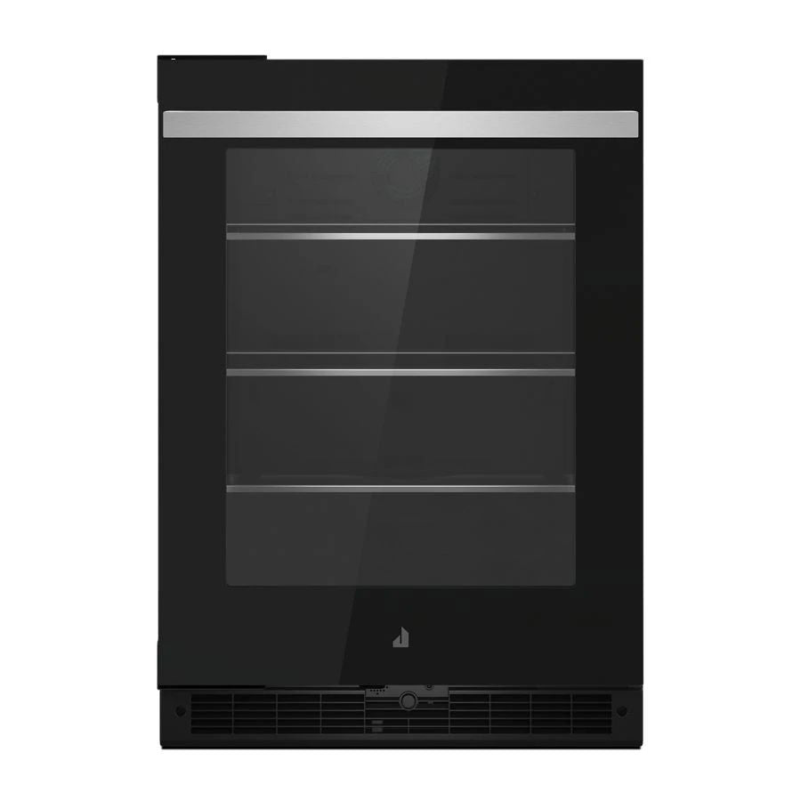 24" Noir Under Counter Glass Door Refrigerator, Left Swing