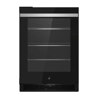 24" Noir Under Counter Glass Door Refrigerator, Left Swing