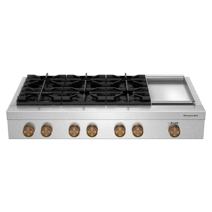 Kitchenaid 48" 6-Burner Gas Commercial-Style Rangetop With Griddle - Stainless Steel