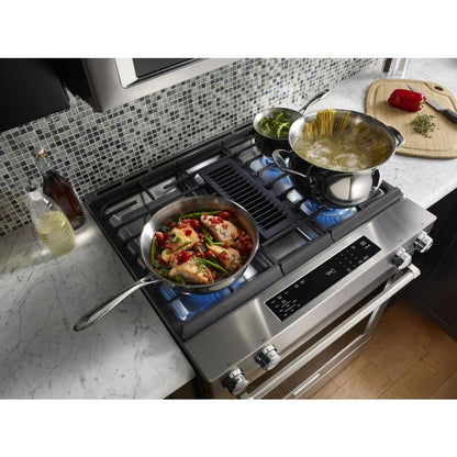 30" 4-Burner Dual Fuel Downdraft Slide-In Range