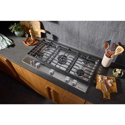 KitchenAid 36" Gas Cooktop With 5 Burners And Integrated Wok Grate - Stainless Steel