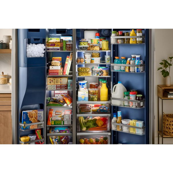 36" Wide Counter-Depth Side-By-Side Refrigerator With Arctic Blue Interior - 20.8 Cu. Ft.