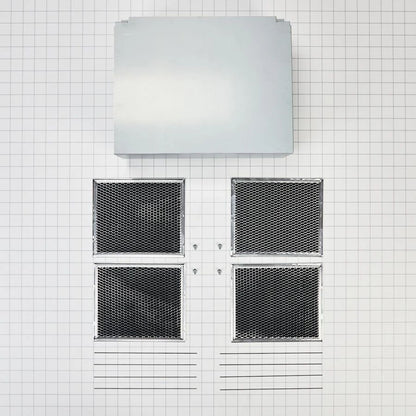 Range Hood Wall Recirculation Kit With 2 Charcoal Filters, 4 Clips, And A Deflector Damper - Silver
