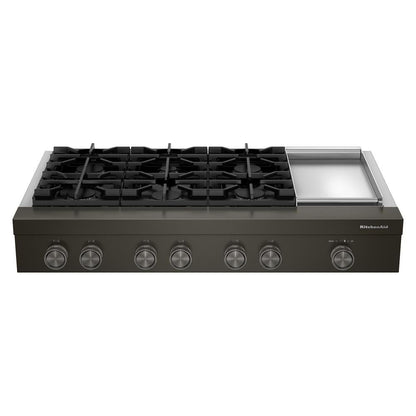 Kitchenaid 48" 6-Burner Gas Commercial-Style Rangetop With Griddle - Black Ore