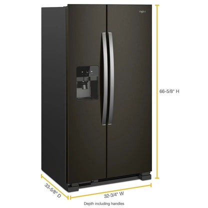 33" Wide Side-By-Side Refrigerator, 21 Cubic Feet, Frameless Glass Shelves