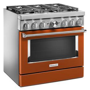 KitchenAid 36'' Smart Commercial-Style Dual Fuel Range With 6 Burners - Scorched Orange