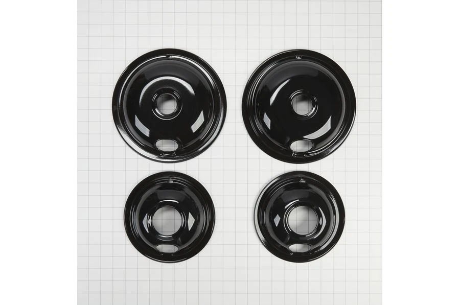 Range Electric/Cooktop 4-Pack Round Drip Bowls (Two 6" And Two 8") - Black For Non-Hinged, 2-Wire Plug Cooking Elements - Black