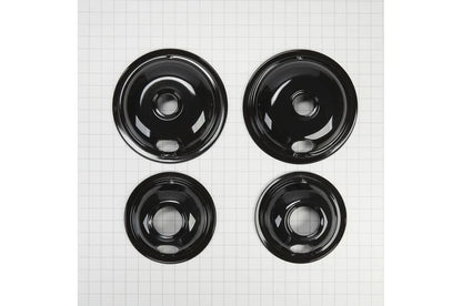 Range Electric/Cooktop 4-Pack Round Drip Bowls (Two 6" And Two 8") - Black For Non-Hinged, 2-Wire Plug Cooking Elements - Black